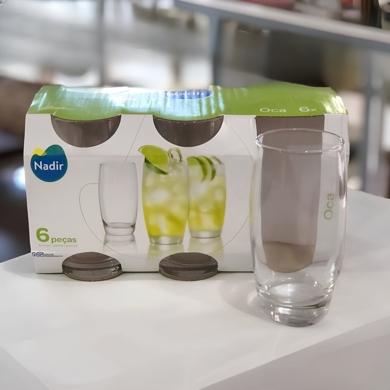 Jogo De Copo Oca Agua e Suco Vidro Nadir 400ml – Kit 6 Peças