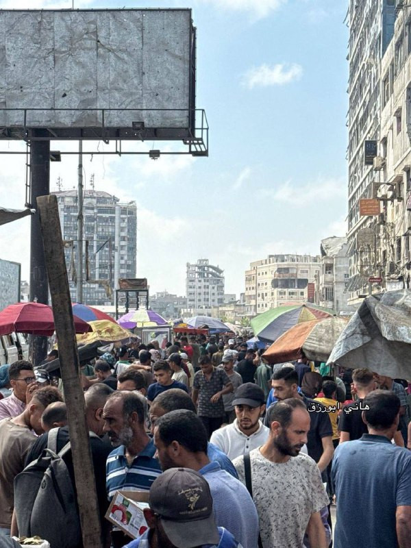 صمود رغم كثافة القصف المستمر ومحاولات التهجير.. مشهد من مفترق السرايا وسط مدينة غزة...