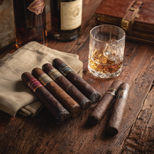 eman3139 A collection of dark maduro cigars paired with a glass f528faeb 18ab 4f81 bec1 60daa1afb730.png