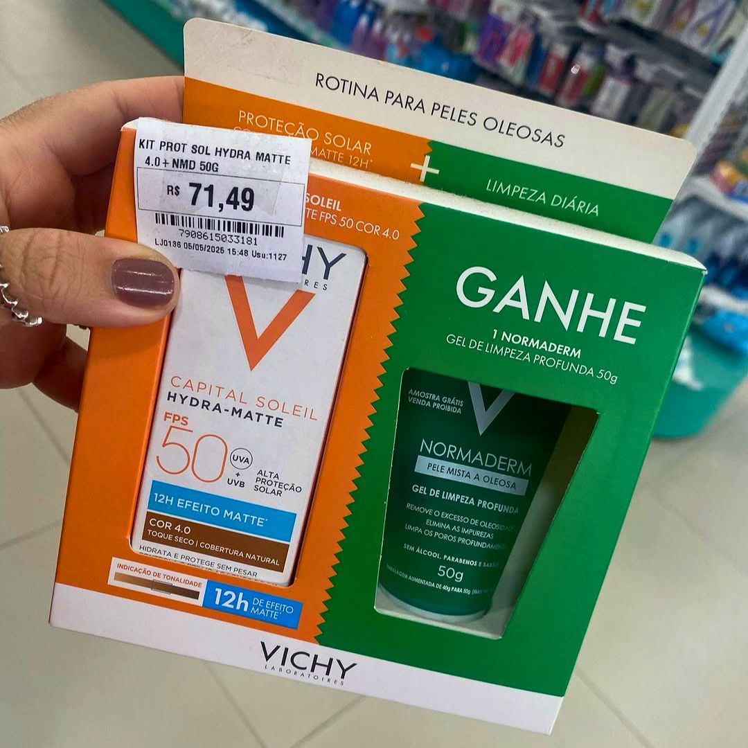 Vichy, Kit Protetor Solar Hydramatte 30G + Gel de Limpeza Normaderm Gelito 50G