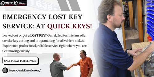Locked out or got a LOST KEY? Our skilled technicians offer on-site key cutting and programming for all vehicle makes. Experience professional, reliable service right where you are. Get moving quickly!

http://www.quickkeysllc.com/