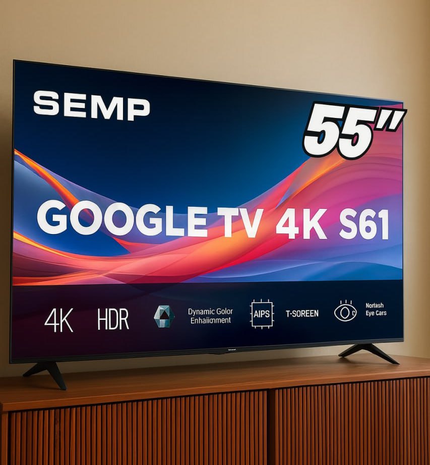 Smart TV 55″ Semp 4K UHD LED S61 Google TV AiPQ Pro Google Assistente 3 HDMI