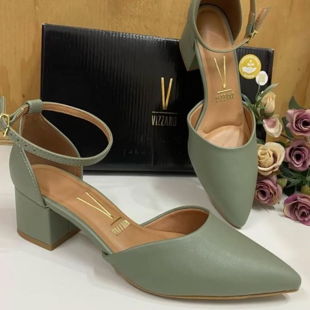 Sapato Feminino Vizzano Bico Fino Calcanhar Fechado Bloco