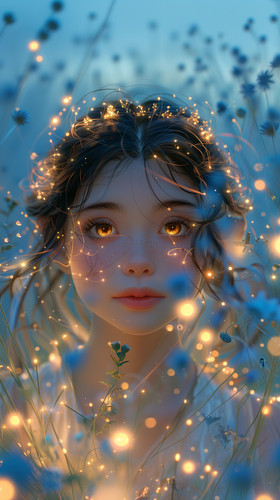 surajarts A cute girl with long hair wearing glowing and a crow 1e6246e9 014c 470f afd9 a156ee4718a1.jpg
