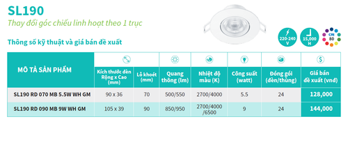 thong so ky thuat Den downlight am tran chieu diem SL190.png