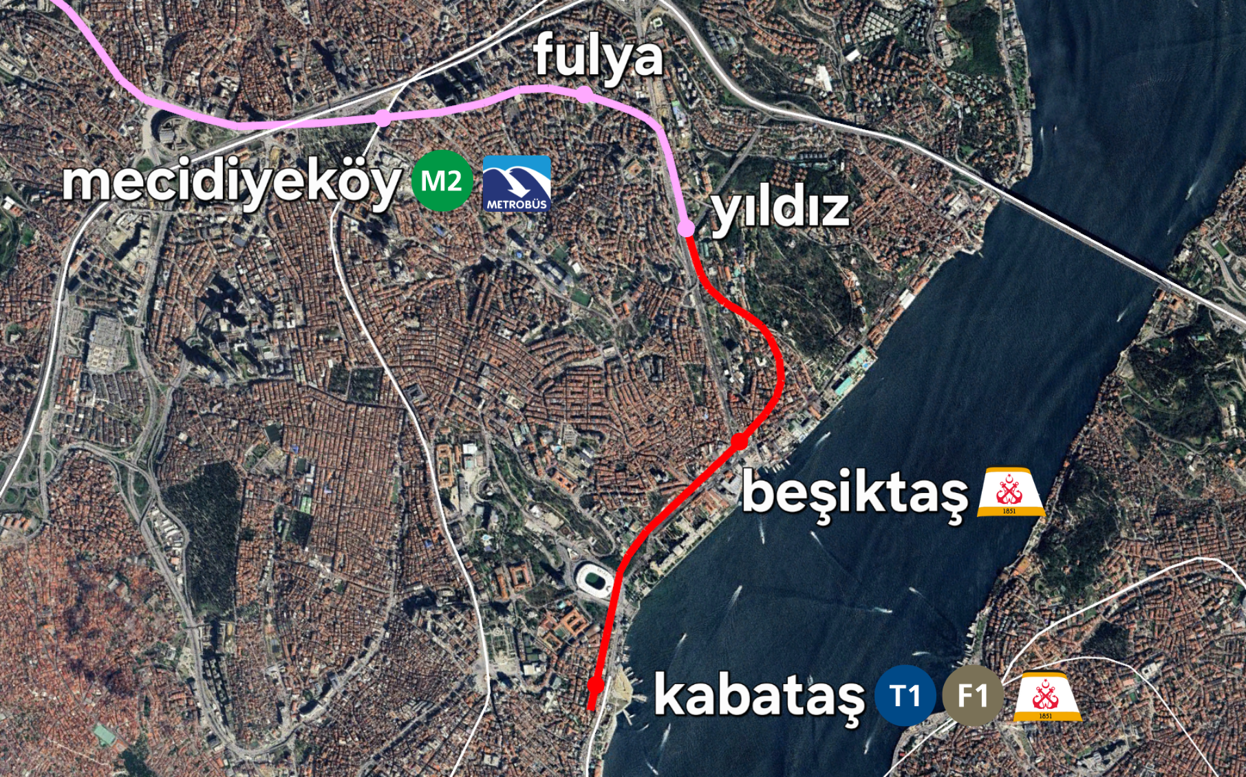 M7 Yıldız Kabataş Uzatması Haritası