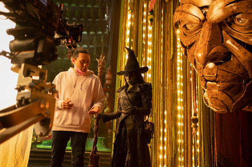 L to R: Director Jon M. Chu and Cynthia Erivo (as Elphaba) on the set of WICKED FOR GOOD, directed b.jpg
