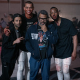 L to R: Director Justin Tipping, Tyriq Withers (as Cam), Producer Jordan Peele, and Marlon Wayans (a