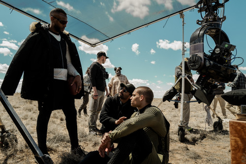 L to R: Marlon Wayans (as Isaiah), director Justin Tipping, and Tyriq Withers (as Cam) on the set of.jpg