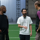 (from left) Marlon Wayans, director Justin Tipping and Tyriq Withers on the set of HIM.