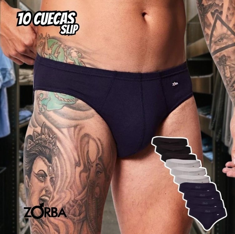 Kit Com 10 Cuecas Slip Algodão Zorba
