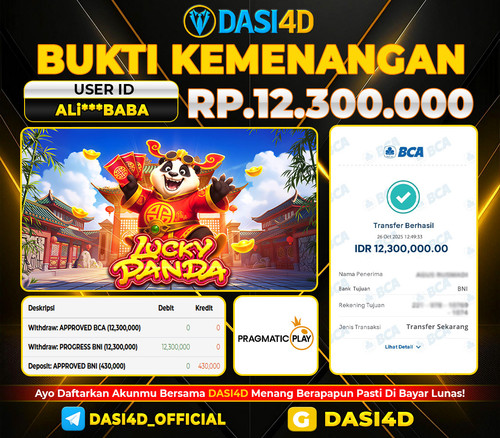 BUKTI KEMENANGAN 26 OKTOBER 2025 DI LUCKY PANDA RP.12.300.000