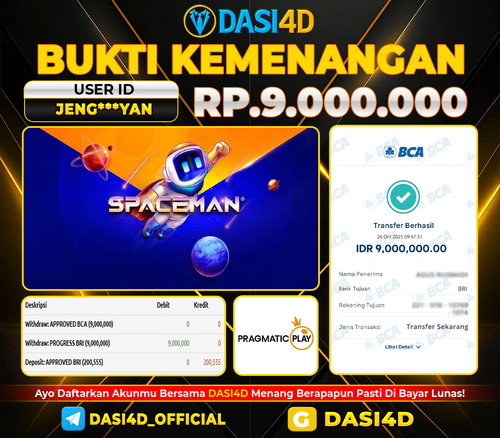 BUKTI KEMENANGAN 26 OKTOBER 2025 DI SPACEMAN  RP.9.000.000