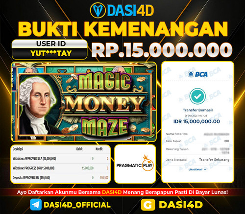 BUKTI KEMENANGAN 26 OKTOBER 2025 DI MAGIC MONEY MAZE RP.15.000.000