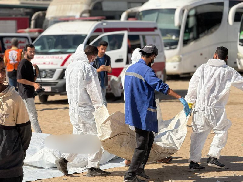 صورة| الاحتلال يسلم جثامين 50 شهيداً فلسطينياً من قطاع غزة...