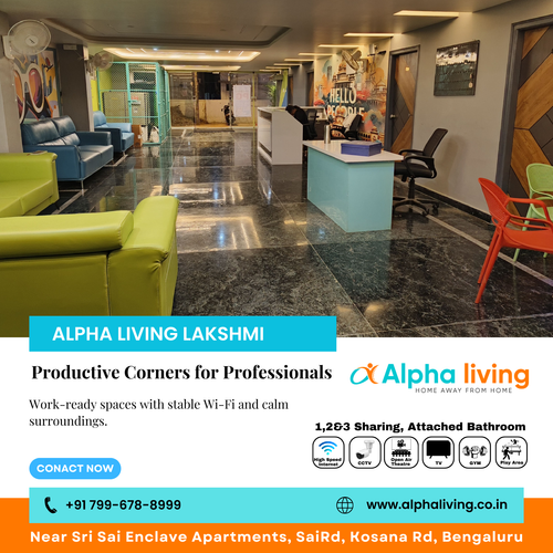 Stay focused at Alpha Living Lakshmi Coliving PG in Kadubeesanahalli.