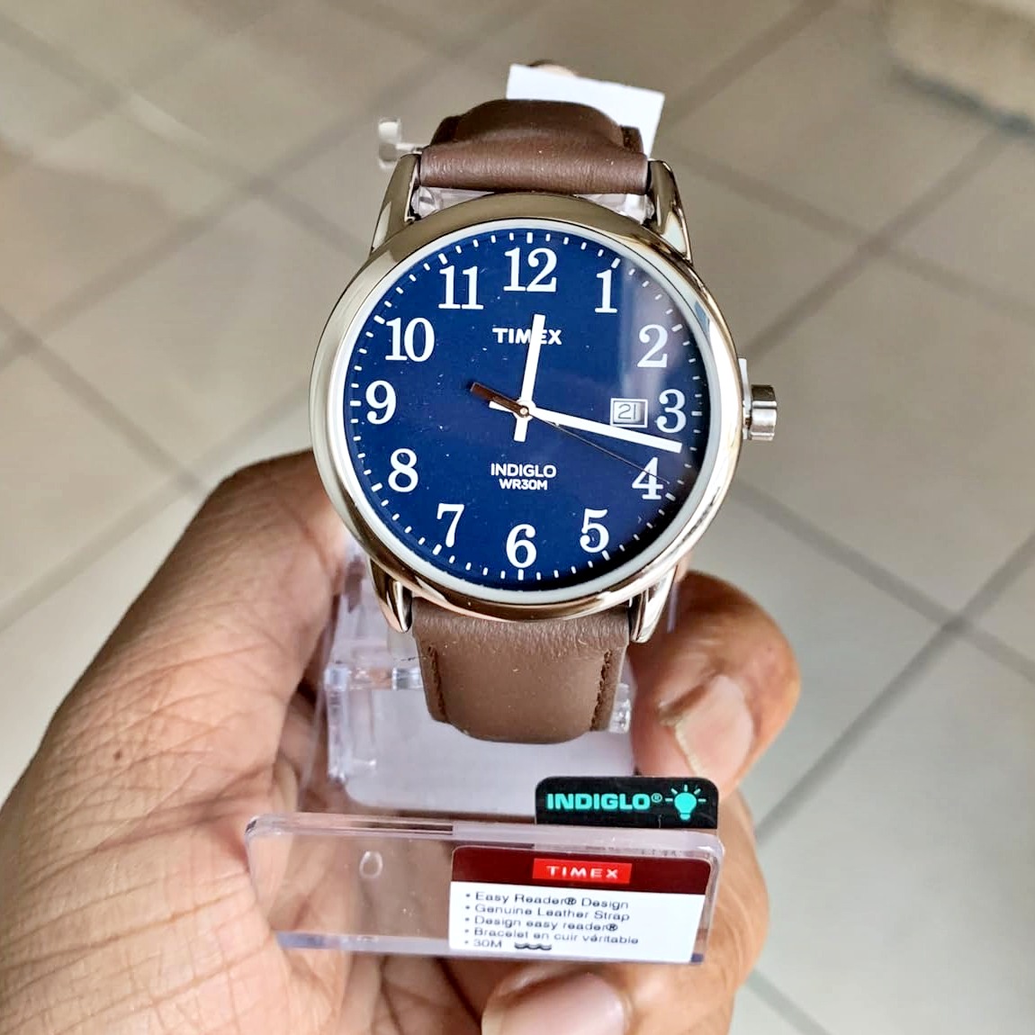 Timex Relógio Easy Reader com pulseira de couro de 38 mm