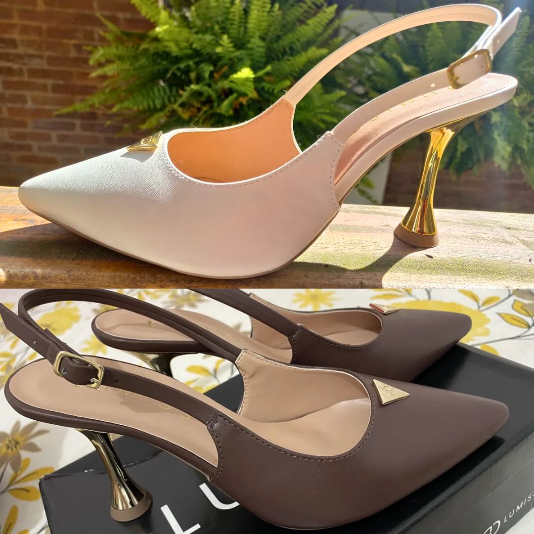 Scarpin Feminino Lumiss Bico Fino Salto Alto Metalizado