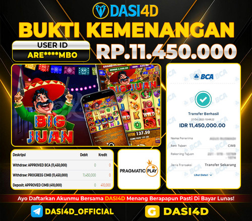 BUKTI KEMENANGAN 27 OKTOBER  2025 DI BIG JUAN RP.11.450.000