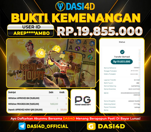 BUKTI KEMENANGAN 28 OKTOBER  2025 DI LEGEND OF HOU YI RP.19.855.000