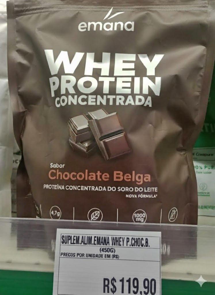 Emana Suplemento Alimentar em Pó Whey Protein Adoçado com Stevia Sabor Chocolate Belga – 450g Emana Suplemento Alimentar em Pó Whey Protein Adoçado com Stevia Sabor Chocolate Belga – 450g