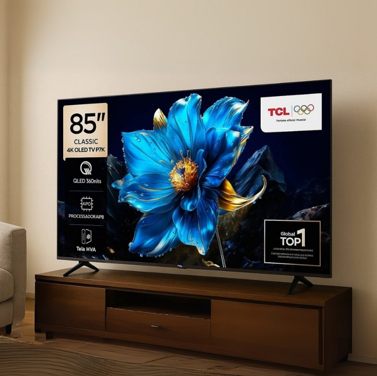 Smart TV 85” TCL 85P7K 4K QLED UHD 60Hz com Sistema Operacional Google TV