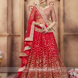 Women's Bridal Embroidered Lehenga Choli red2
