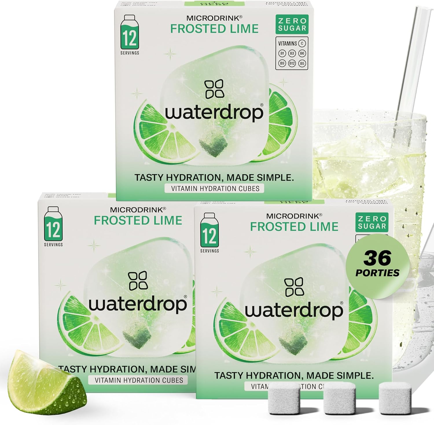 waterdrop® Citroen en Limoen – 36 Frisdrank Cubes voor Water, Zonder Suiker