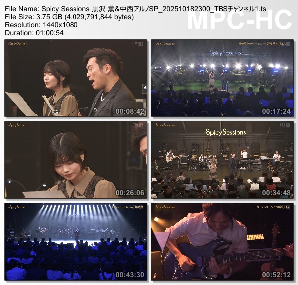 [TV-Variety] Spicy Sessions – 2025.10.18 – 黒沢薫&中西アルノSP