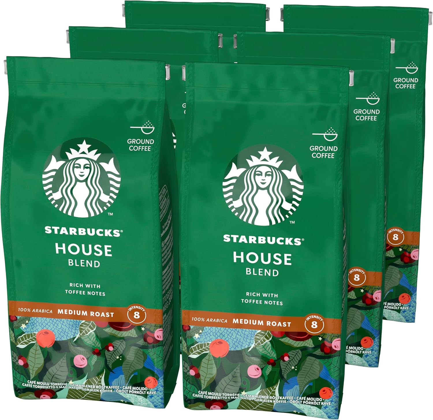 STARBUCKS House Blend, Medium Roast, Gemalen Filterkoffie 200g (6 Zakken)
