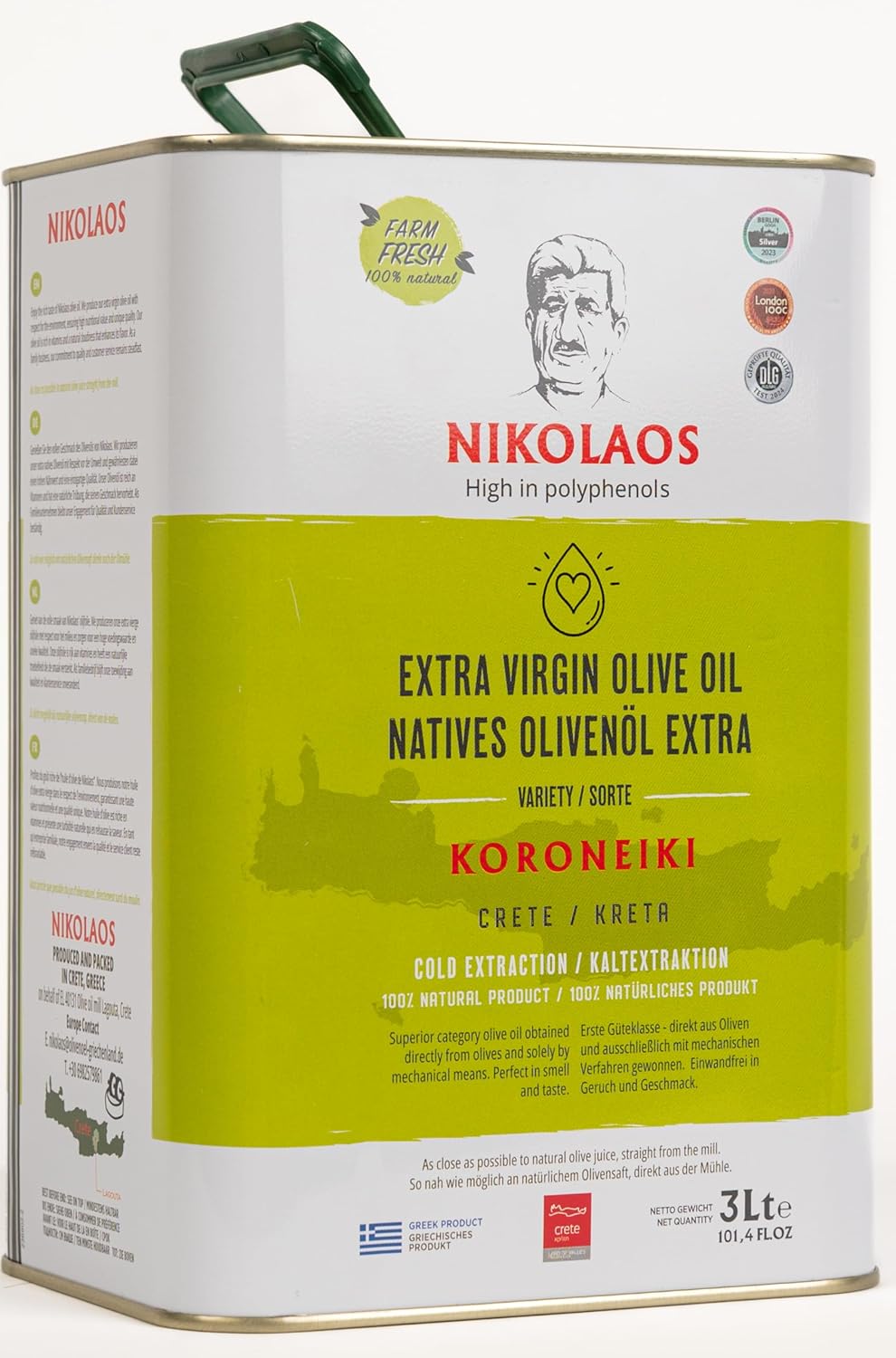 Olijfolie 3 liter uit Kreta, Griekenland – Nikolaos