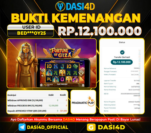 BUKTI KEMENANGAN 19 OKTOBER 2025 DI FORTUNE OF GIZA   RP.12.100.000