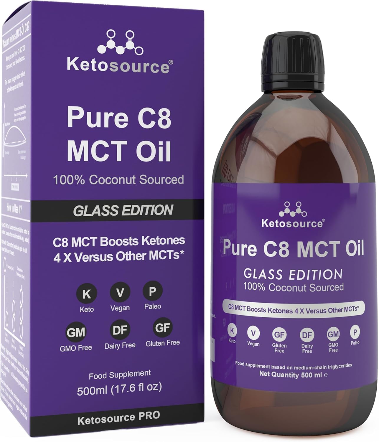 Pure C8 MCT-olie in glazen fles | Keto Professional