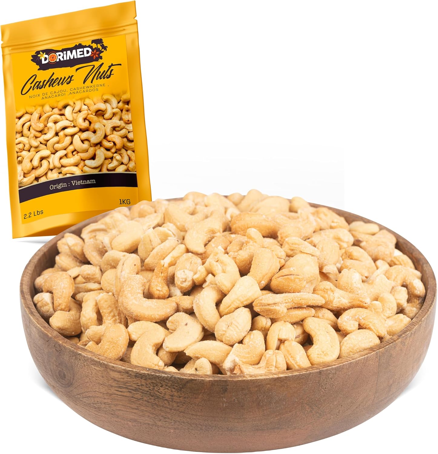 Cashewnoten, geroosterd, licht gezouten, hersluitbare zak 1 Kg