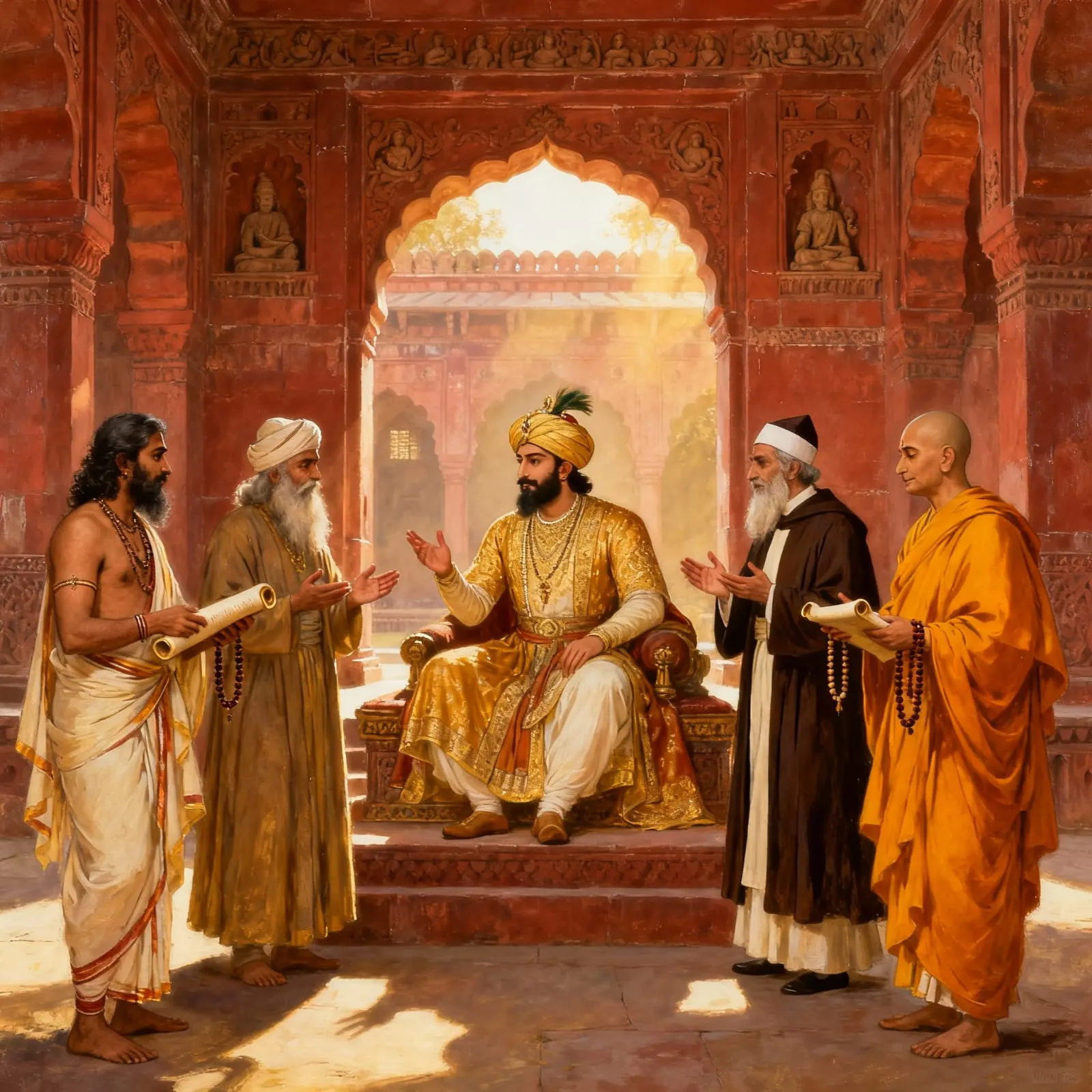 Akbar with people of different religious sects Akbar with