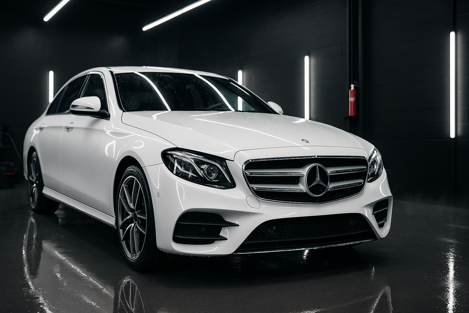 Exterior foam wash on red coupe