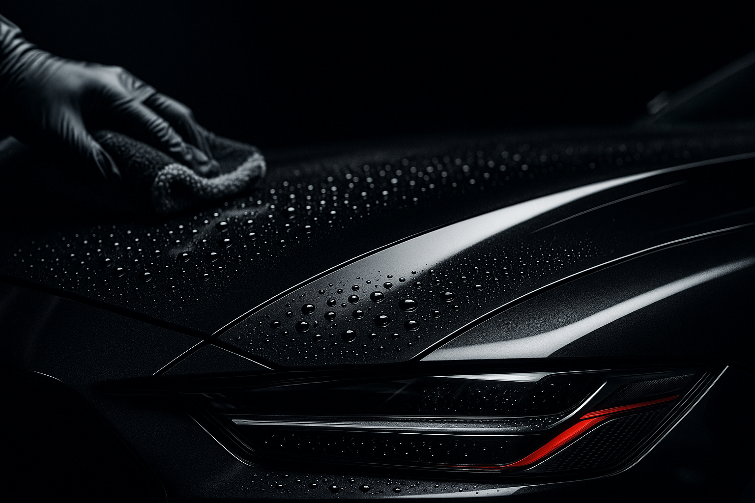 White sedan in detail bay