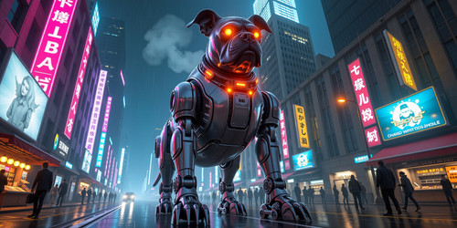 Subject Big Belly Bob BBB a giant adult dog with a rounded belly portrayed as a towering cyberpunk c.jpg