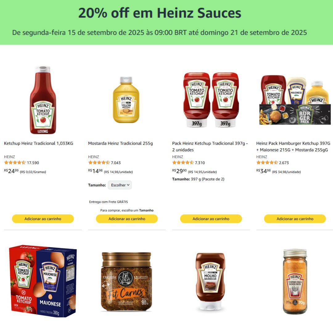 20% off em Heinz Sauces