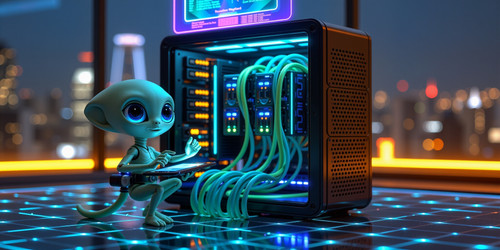 Absurdly Adorable Alien AAA with big luminous blue eyes and translucent tentacle arms wearing a tiny.jpg