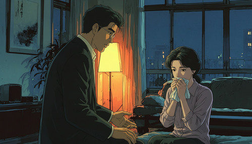 1 09 2：夜晚客厅里，丈夫艰难告知，妻子崩溃.1