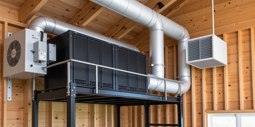 A realistic photograph of an air side economizer system in a timber built server room The scene show.jpg
