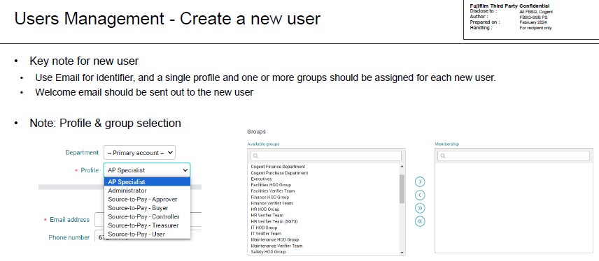 Users Management - Create a new user