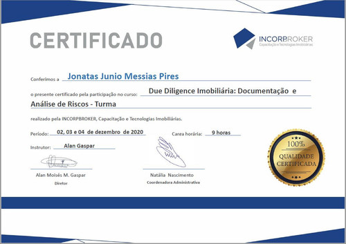 Certificado Due Dilligence