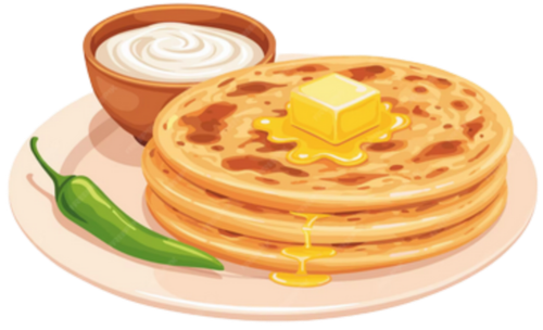 Screenshot 2025 11 07 at 15 04 28 Stack of parathas with butter and curd vector Premium Vector Image.png