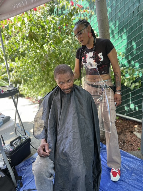Shared meal and food table at an event