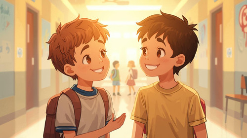 buatkan gambar ilustrasi dari cerpen dibawah ini Persahabatan yang Abadi Karya Muhammad Arya Putera .jpg