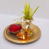 tika thali dashain hindu festival celebration durga puja kalash diya vemillion rice jamara tika thal