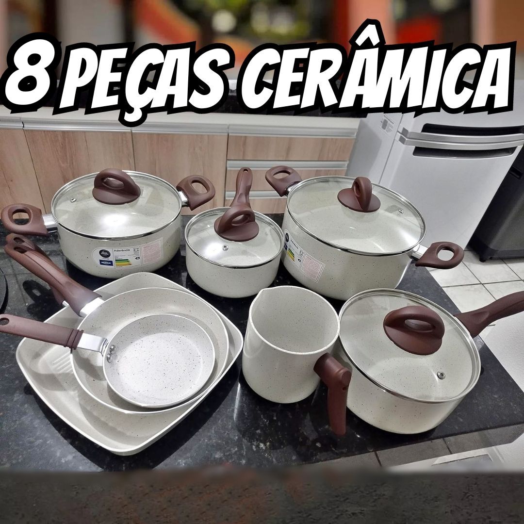Conj de Panelas 8 Peças Ceramic Life Smart Plus Vanilla – Brinox