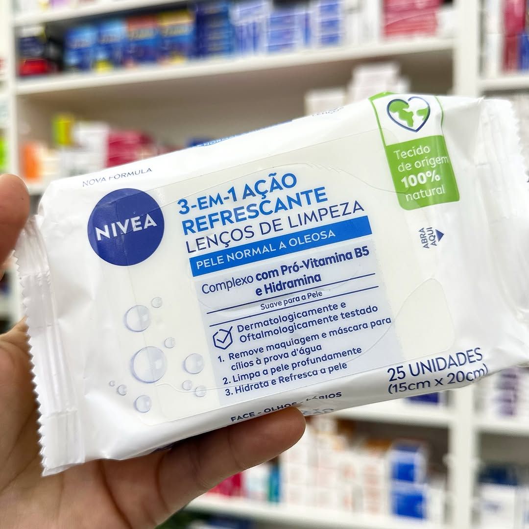 NIVEA Lenço de Limpeza Facial Demaquilante Ação Refrescante 3 em 1 25 un.